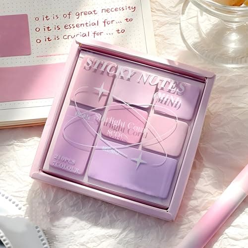 WISHKEY Colorful Sticky Notes, 210 Sheets Sticky Notes, Sticky Pad for Study, Point It Marker Stationery Items, Self-Adhesive Memo Pad, Planners and Memo Sticker (Assorted, Pack of 1)