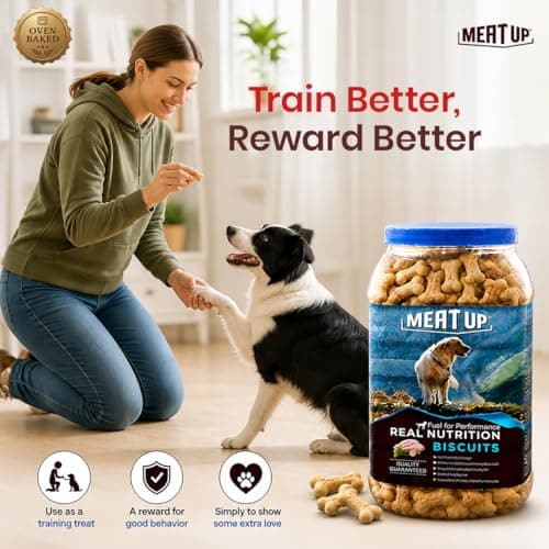 Meat Up Dog Treats Biscuits 2kg (1kg + 1kg) | Mutton Flavour | Suitable for All Life Stages | Helps Remove Plaque & Tartar | Enriched with Vitamins & Minerals | Promotes Lustrous Coat 5
