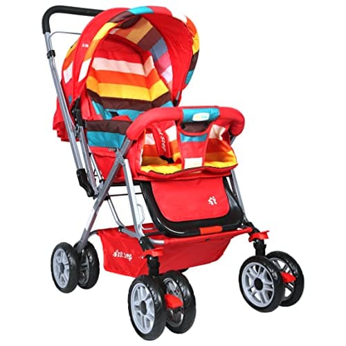 1st Step Yoyo Baby Stroller with 5 Point Safety Harness and Reversible Handlebar Stroller for Baby|360° Swivel Wheel|Large Storage Basket|Kids|Infants|New Born of 0 to 3 Years|Capacity 15kg (Rainbow)
