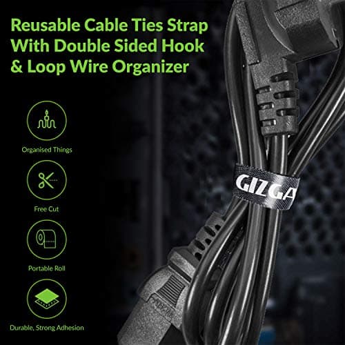 GIZGA Essentials Cable Organiser, Cord Management System for PC, TV, Home Theater, Speaker & Cables, Reusable Cable Organizer for Desk, WFH Accessories, Organizer Tape Roll, Reusable Cable Ties Strap 2