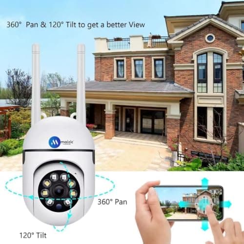 Maizic Smarthome Ultracam 5MP UHD Wi-Fi Outdoor CCTV Camera for Home with Color Night Vision, Motion Tracking, Two Way Talk and Multi Users View, 2 Years Warranty (S-Mini Ptz) 5