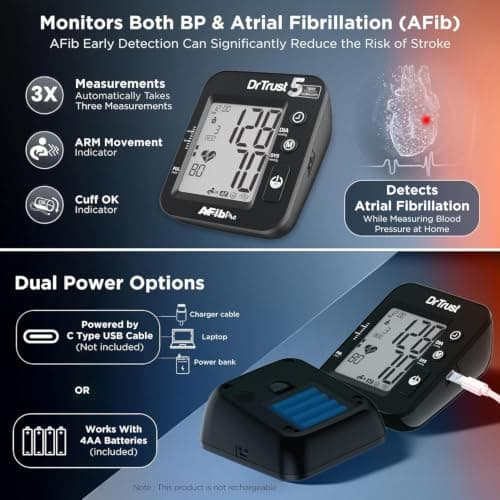 Dr Trust USA Intellitrack 131 Fully Automatic Atrial Fibrillation Portable Digital Blood Pressure Monitor BP Machine For Hypertension & Managing Heart Health, BP Apparatus 3