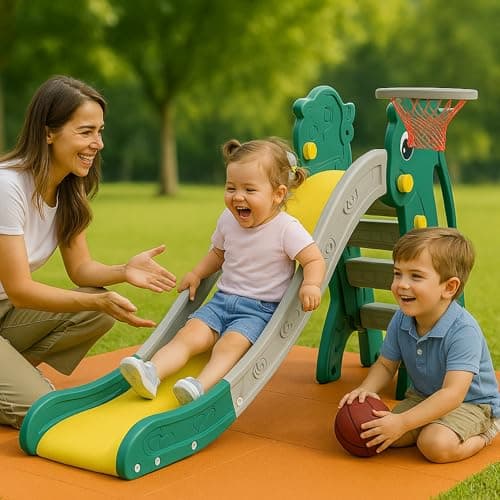 Amazon Brand - Solimo Kids Garden Unicorn Slide - Large | 2-in-1 Slide with Basketball Ring | Age 2–7 | Indoor & Outdoor | Anti-Slip Steps, Safe Design | Large 186 x 72 x 85cm | Multicolor 6