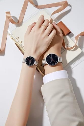 Giordano Analog Couple Watch Set – Elegant Round Dial with Stainless Steel Strap – His & Hers Matching Watches – Minimalist Unisex Design - GZ-992-SET 5