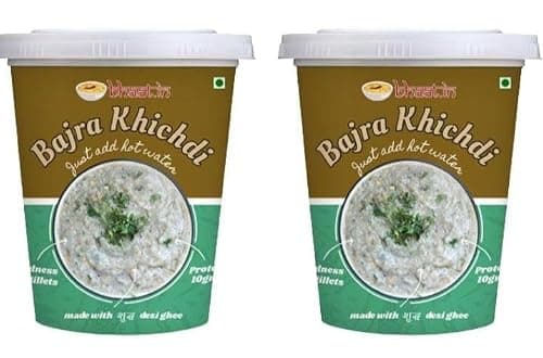 Bhaat.in Instant Bajra Khichdi |Pack of 2|PROTEIN 10GM |Wholegrain| Millet Meal |NO PALM OIL| Ready to Eat Healthy Meal | Pack of 2 | Just Add Hot Water | Gluten-Free | No Onion, No Garlic | Multigrai