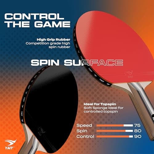 Rally Table Tennis Racquet Set | 2 TT Bat and 4 Training Balls| 7 Ply Wood | Indoor/Outdoor Play | Home Ping Pong Set - 2 Rackets & 4 Balls for Beginners & Intermediate Players | Table Tennis Set 4