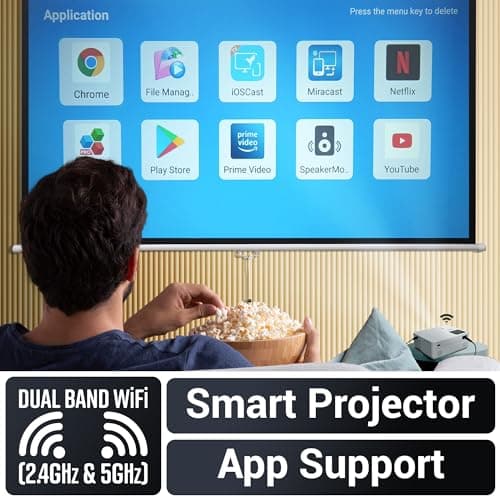 ZEBRONICS PIXAPLAY 58, Smart Projector, 12000 Lumens, 4K Support, 210 Inch Screen Size, Quad Core Processor, Bluetooth, HDMI, USB, WiFi, AUX, 1080p Native, APP Support, Miracast 4