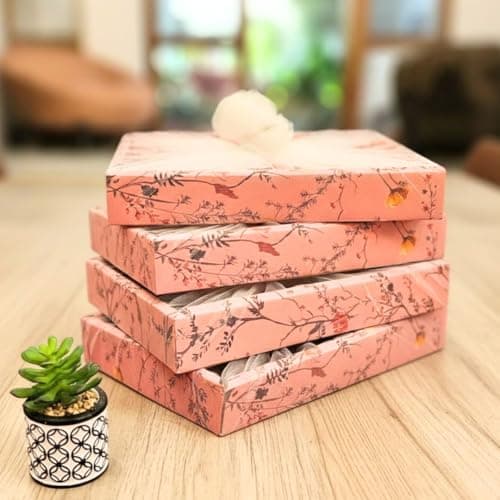 SATYAM KRAFT 6 Pcs Multipurpose Decorative Folding Gift Box | Premium Paper Tray with Net for Wedding Return Gifts, Shaadi/Marriage, Anniversary, Hampers, Festive, Birthday Gift Packaging (Pink) 4