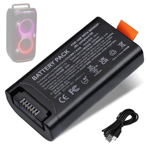 7.2V 5000mAh 36Wh Replacement Battery Compatible for JBL PartyBox Club 120 – Lithium-Ion Battery Pack with USB Data Cable