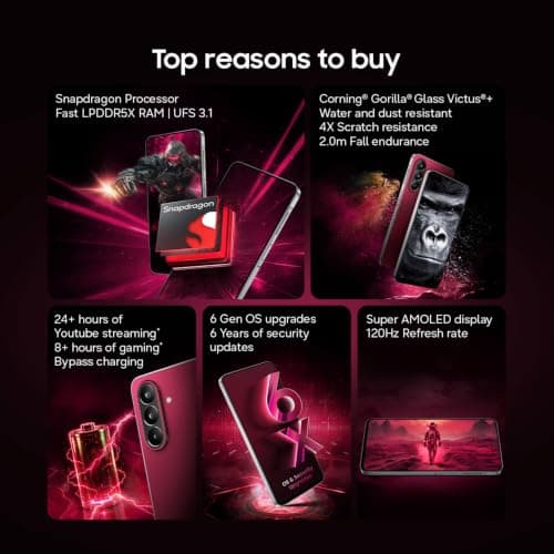 Samsung Galaxy M47 5G (Rogue Red, 8GB RAM, 256GB Storage)| Powerful Snapdragon Processor| Fast LPDDR5x RAM,UFS 3.1 Storage| Gorilla Glass Victus+| IP64| Super AMOLED Display| 50MP OIS| AI| Gemini Live 2