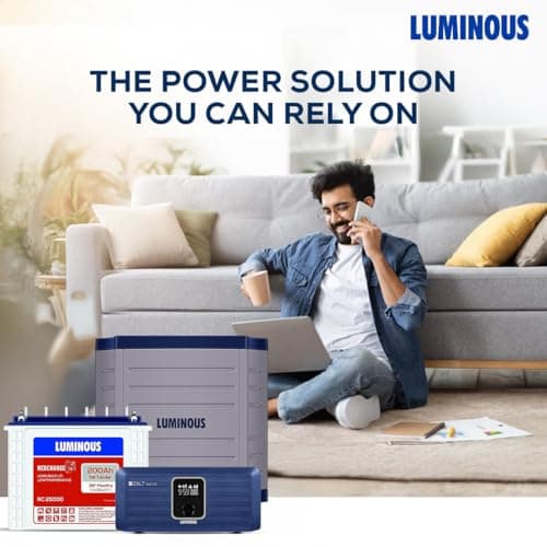 Luminous Inverter & Battery Combo with Trolley for Home, Shop & Office – Zolt 1100 (900VA/12V) Pure Sine Wave Inverter + RC25000 200Ah Tall Tubular Battery | 36M Warranty on Inverter & Battery 5