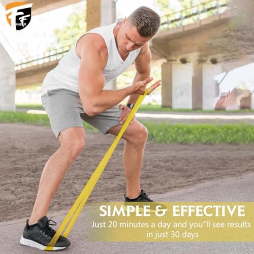 FirstFit Natural Rubber Resistance Loop Bands | Elastic Exercise Band Set | Best Resistant Workout Loops for Booty, Glute, Leg & Thigh Exercising (1.5 Meter Yellow) - (10-15 lbs) 4