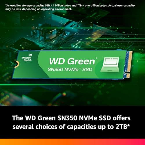 Western Digital WD Green SN350 NVMe 500GB, Upto 2400MB/s, 3 Y Warranty, PCIe Gen 3 NVMe M.2 (2280), Internal Solid State Drive (SSD) (WDS500G2G0C) 3