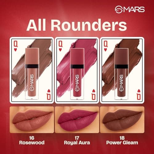 MARS Queen of Mattes Liquid Lipsticks Box Set of 3 (13.5 ml) (ALL ROUNDER) | Smudgeproof & Transferproof | Intense Swipe Pigmentation | Long-Lasting Wear 4