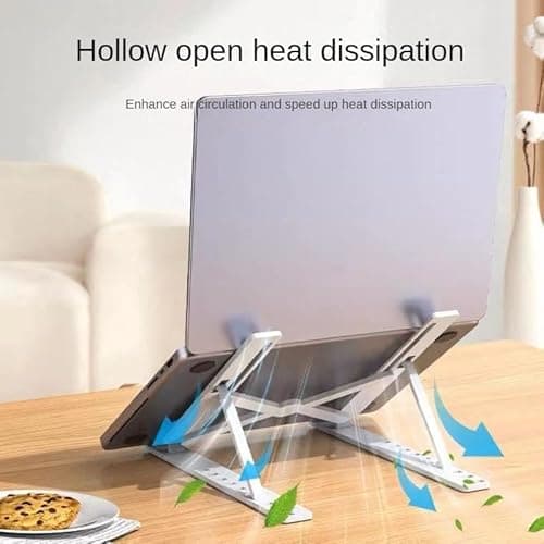 RT Laptop Stand 7-Level Angles Adjustable Riser Holder for Home or Office Foldable Laptop Stand Plastic Aluminum Alloy Metal Base Notebook Computer Holder Height Adjustment 2