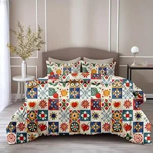 LORETO - A QUALITY LINEN BRAND 100% Pure Cotton Bedsheet for Double Bed, 144TC Soft & Breathable Double Bed Bedsheet with 2 Pillow Covers (Cherry Red & Cobalt Blue, 88 x 90 Inches)