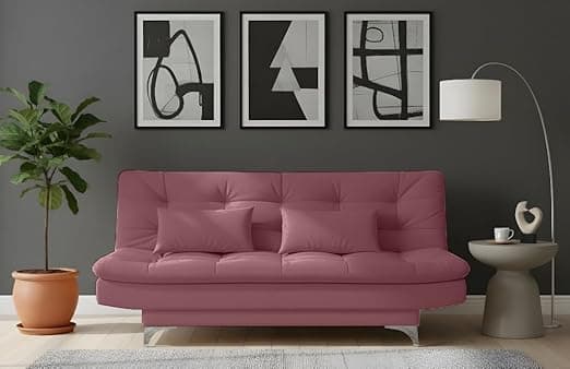 AMATA Eagle Solid Wood 3 Seater Sofa Cum Bed Move Suede Velvet Fabric with Two Cushions Perfect for Home Living Office Room and Guests (Move, Medium)(3 Year Warranty)