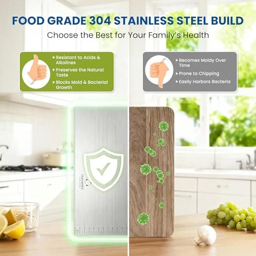 HomeWiz Stainless Steel Chopping Board | 41 x 31 cm Large | 304 Grade Food-Safe Steel | Heavy Duty Steel Board | for Fruits, Vegetables, Meat & Dough Kneading | Built for Everyday Use | Made in India 2