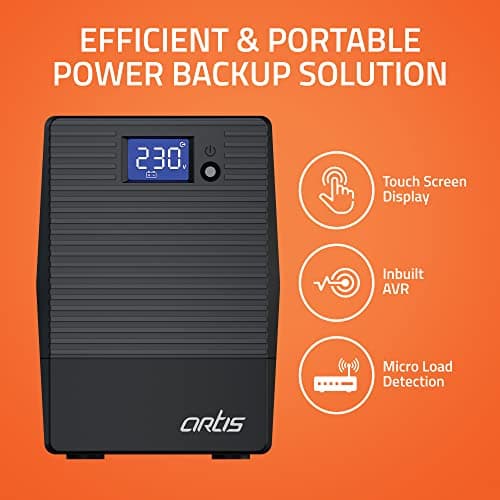 Artis 600VA LCD Touchscreen UPS for Personal Computers, Desktop PCs, Laptops, Routers, Networking Devices and Gaming Consoles 3