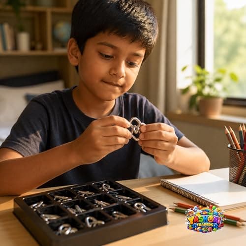 Brain Teasers Metal Wire Puzzle Set – Fun and Challenging Puzzle Games for Adults and Kids for Problem Solving and Mind Exercise Educational Fidget Toys Untangling Puzzle (Metallic Silver, 8) 5