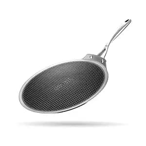 Stahl Artisan Hybrid 30 cm Flat Tawa | Triply Stainless Steel Tawa with Honeycomb Structured Stick Resistant Layer | Scratch Resistant and Compatible with Induction & Gas Stove