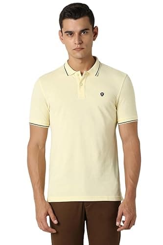 Van Heusen Men's Cotton Solid Regular Fit Collar Polo T-Shirt