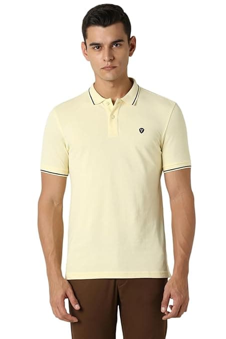 Van Heusen Men's Cotton Solid Regular Fit Collar Polo T-Shirt