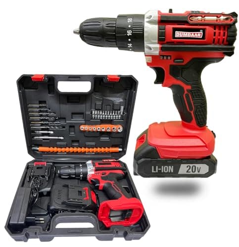Inditrust Dumdaar Cordless Impact Drill Driver 20V with 36Pcs Drill Kit – 1500RPM, 10mm Keyless Chuck, 18 Torque Settings & 2 Speed Modes for Wood, Metal & Concrete