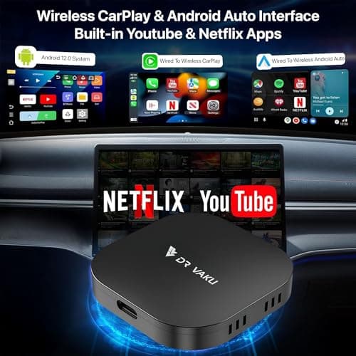 DR VAKU MUSEPRO 2025 Upgraded Wireless CarPlay Adapter, 5-in-1 Apple & Android Auto Device Supports Netflix/YouTube/TF Card, Magic Ai Box for Cars from 2016 & iPhone iOS10+ 3