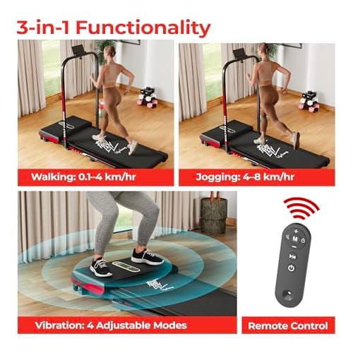 Lifelong FitPro Treadmill | 4 HP Motor | Vibration Plate | LED Display | Foldable Design | Remote Control | 110 Kg Max Weight | 8 Km/h Speed | Anti-Slip Belt | Home Gym Equipment LLTM180 3