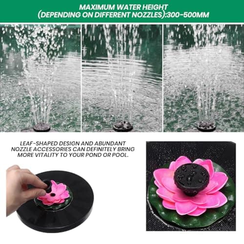 ZIBUYU® Solar Water Fountain for Home Garden - Lotus Flower Shaped Waterfall, Floating Brushless Pump, 8 Nozzles ABS Material, for Terrace Garden Setup, Aquarium, Fish Pond & Outdoor Decor 3