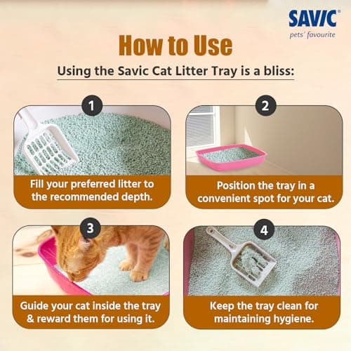 Savic Cat Litter Tray for Indoor Cats, Open Easy-Clean Cat Toilet Box with Low Entry Design, Hygienic Durable Plastic Litter Tray for Daily Use – 15 Inch, Assorted Colours 2