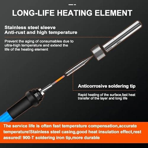 DZK 60W Soldering Iron Kit with Temperature Control | Adjustable 200°C–450°C | 5 Tips, Stand, Solder Wire & Flux | Electric Soldering Tool for Mobile Repair & DIY 4
