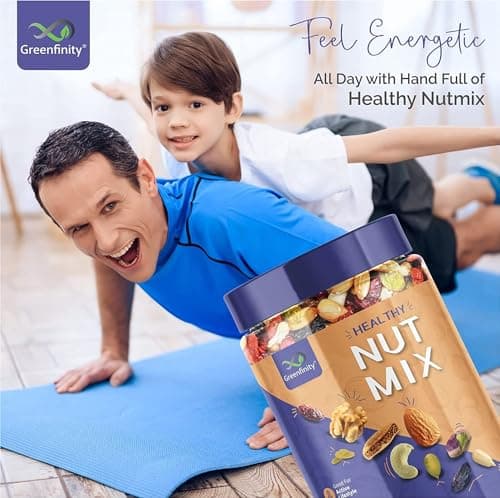 GreenFinity Premium International Healthy Nutmix 1kg, Dried Almonds, Black Raisins, Cashewnuts, Cranberries, Green Raisins & Many More. 3