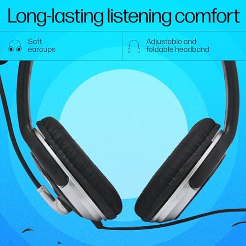 HP Wired On Ear Headphones with Mic with 3.5 Mm Drivers, in-Built Noise Cancelling, Foldable and Adjustable for Laptop/Pc/Office/Home/ 1 Year Warranty (B4B09PA) 5