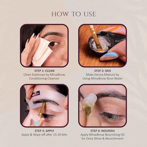 MinaiBrow Henna-Based Eyebrow Colour | Eyebrow Pencil Alternative for Smudge Proof Brows | Easy Application | Even Coverage | Long-Lasting Colour That Stays Up to 7 Days (Dark Brown, 1G) 4