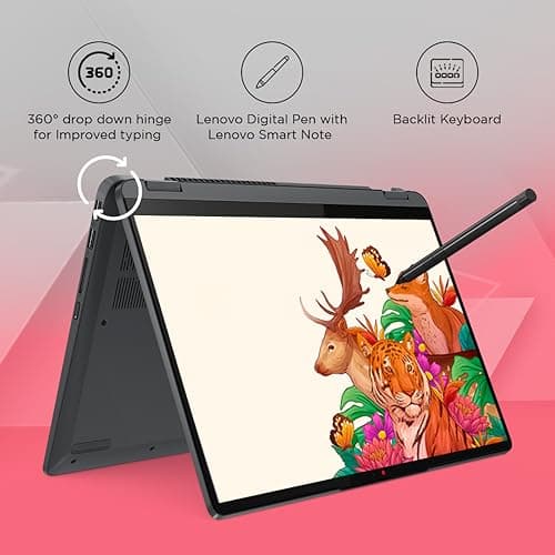 Lenovo IdeaPad Flex 5 Intel Core i7-1355U 14"(35.5cm) WUXGA+ IPS 2-in-1 Laptop (16GB RAM/512GB SSD/Windows 11/Office 2021/Lenovo Digital Pen/Backlit KB/3 Month Game Pass/Grey/1.5Kg), 82Y00052IN 3