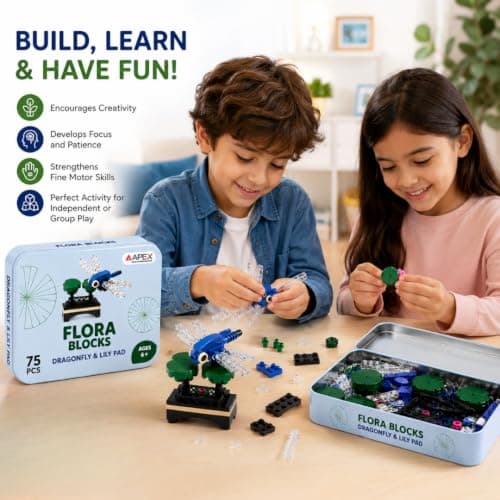 Flora Blocks Building Blocks Collection, Flower & Insect Building Set, Botanical Construction Toy, STEM Educational Gift, DIY Desk Decor for Kids and Adults Ages 6+ (Dragonfly & Lily Pad) 4