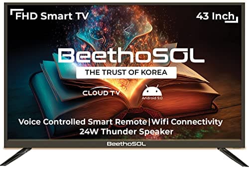 BeethoSOL 108 cm (43 inch) Frame Less Full HD LED Smart Android TV (43BZ37), Black