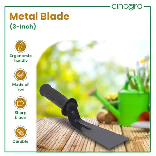 Cinagro Gardening Khurpi 3-inch Metal Blade, Tools for Soil Tilling, Rust-Free Khurpi for Garden, Plant Tool for Digging in Garden, for Indoor Gardens and Small Planters (Black) 2