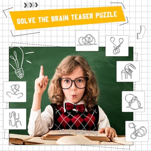 PATPAT Brain Teasers Metal Wire Puzzle Game for Kids, IQ Tester, Brain Games for Kids Adults, Fun Fidget Puzzles, Train Brain, Disentanglement Puzzle Unlock Interlock Toys with Travel Bag Set of 36 3