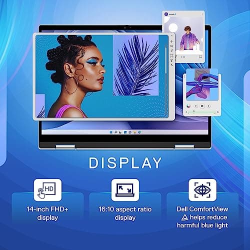 Dell Inspiron 7430 2in1 Touch 13th Gen Laptop, Intel Core i3-1315U Processor, 8GB, 256Gb SSD, 14.0" (35.56cm) FHD+ Display, Windows 11 + MSO'21, Backlit KB + Finger Print, Silver,Thin & Light- 1.58kg 2