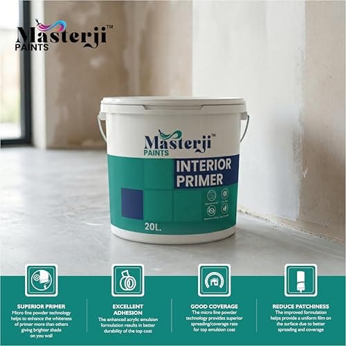 Masterji Multi-Surface Primer for Interior Walls, Quick Dry, Smooth Finish, Long-Lasting Adhesion (1 Liters of 1 Bucket) 4