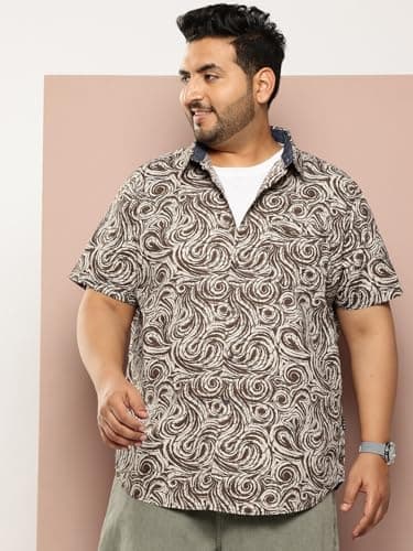 Thomas Scott Men's | All Over Printed | Spread Collar | 100% Cotton | Short Sleeve | Shirts for Men (Available in Plus Size) Green 5