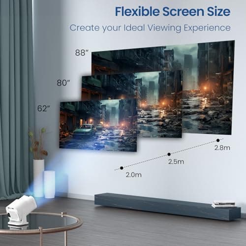 Portronics Beem 470 Mini Smart LED Projector,720p HD,2000 Lumens,Pre-Installed Streaming Apps(Netflix, Prime Video, Hotstar),Auto Keystone,3W Speaker,Adjustable Angle, Wireless Screen Mirroring 3