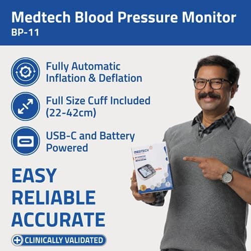 MEDTECH® BP11 Fully Automatic Portable Digital Blood Pressure Monitor with Smart MDD Technology - Cuff Size - 22-42cm 2