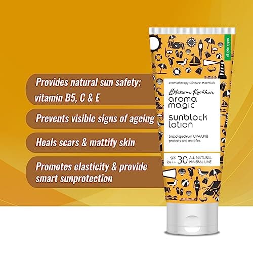 Aroma Magic Matte Sunblock Sunscreen Lotion | SPF 30 PA++ Protection with Non-Nano Zinc Oxide | No Parabens, Alcohol-Free | Calendula, Chamomile | Chemical-Free | All Skin | 100ml | Pack of 1 2
