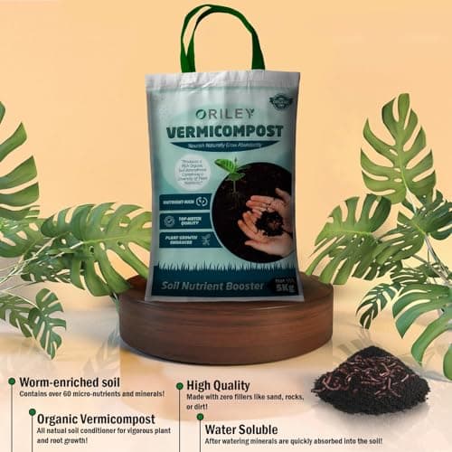 ORILEY Organic 5 Kg Vermicompost 100% Natural Khaad Fertilizer for Plants & Vegetables Nutrient-Rich Cow Dung Based Earthworm Manure Compost Improves Plant Health, Water Retention & Soil Quality 3