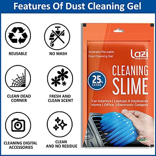 LAZI Multipurpose Car AC Vent Interior Dust Cleaning Gel Jelly Detailing Putty Cleaner Kit Universal Car Interior, Keyboard, PC, Laptop, Electronic Gadget Cleaning Kit (Pack of 1-100gm) 4