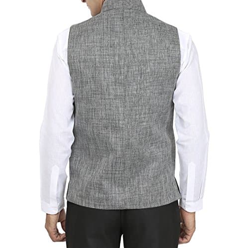 WINTAGE Men's Rayon Bandhgala Festive and Casual Nehru Jacket Waistcoat-Dark Grey 3
